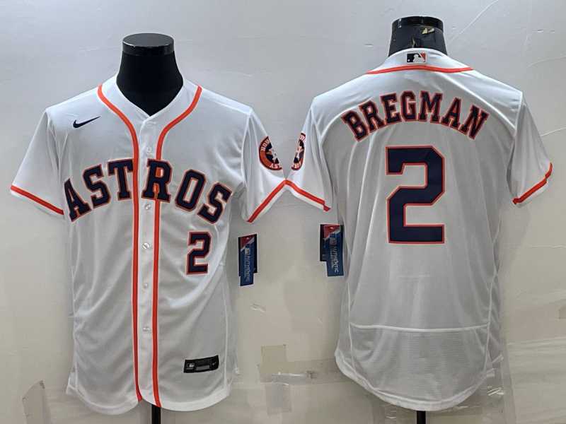 Mens Houston Astros #2 Alex Bregman White Stitched MLB Flex Base Nike Jersey1